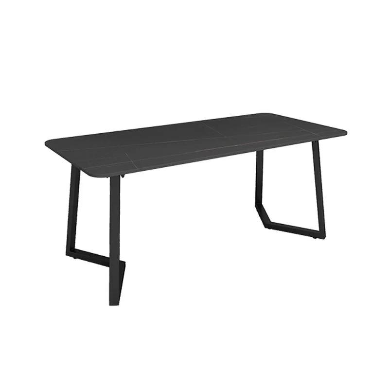 Tavolo industriale con piano pietra sinterizzata per ristorante Tavolo da pranzo rettangolare con doppio piedistallo Clear...