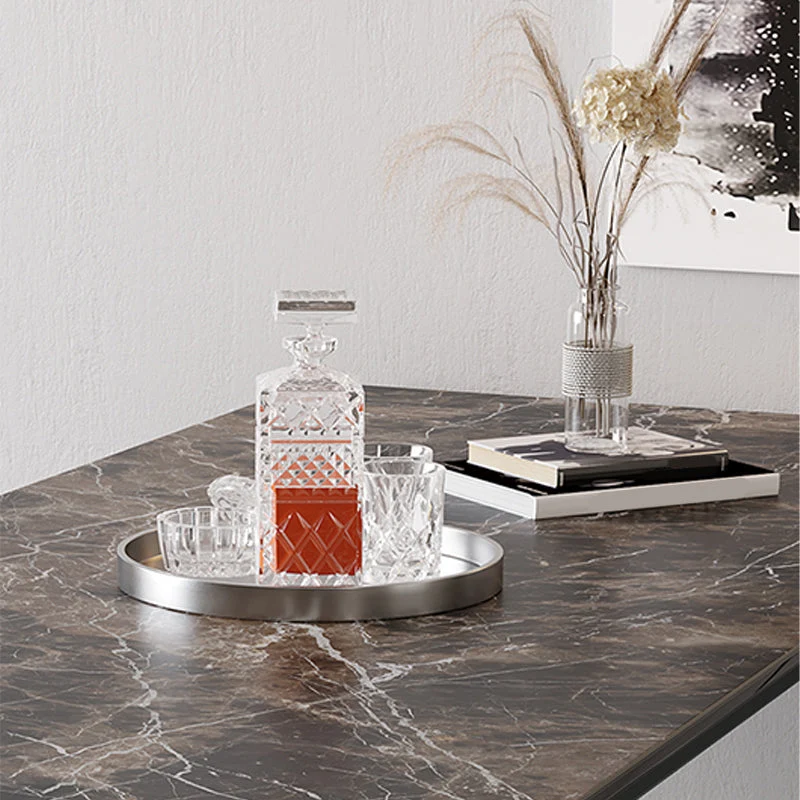 Tavolo Industriale con Piano Pietra Sinterizzata Tavolo Rettangolare con Base Metallo Clearhalo