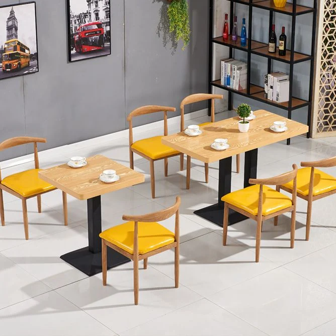 Tavolo industriale legno per tavolo da pranzo da ristorante con base piedistallo nero Clearhalo