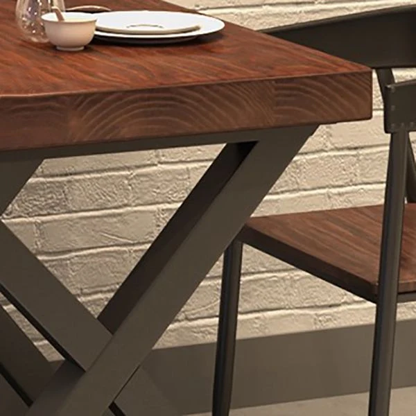 Tavolo industriale legno di pino per ristorante Tavolo da pranzo quadrato con base cavalletto Clearhalo