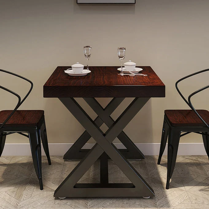Tavolo industriale legno di pino per ristorante Tavolo da pranzo quadrato con base cavalletto Clearhalo