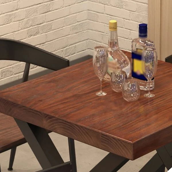 Tavolo industriale legno di pino per ristorante Tavolo da pranzo quadrato con base cavalletto Clearhalo