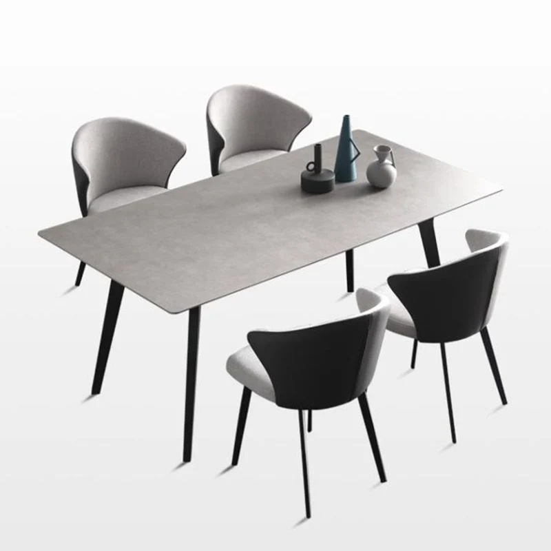 Tavolo industriale pietra sinterizzata grigia per ristorante Tavolo da pranzo rettangolare con 4 gambe Clearhalo