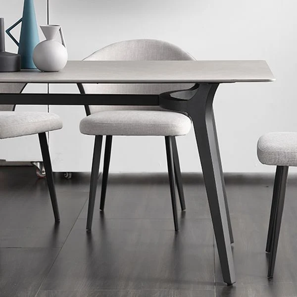 Tavolo industriale pietra sinterizzata grigia per ristorante Tavolo da pranzo rettangolare con 4 gambe Clearhalo