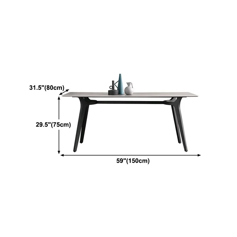 Tavolo industriale pietra sinterizzata grigia per ristorante Tavolo da pranzo rettangolare con 4 gambe Clearhalo