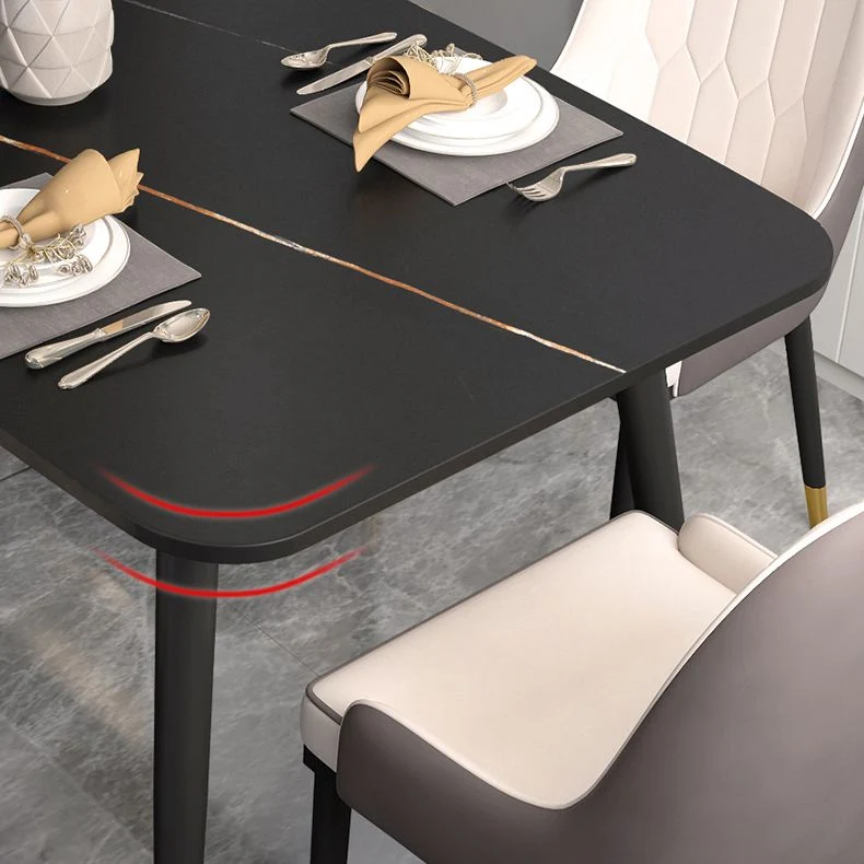 Tavolo industriale pietra sinterizzata per ristorante Tavolo da cucina rettangolare nero con 4 gambe Clearhalo