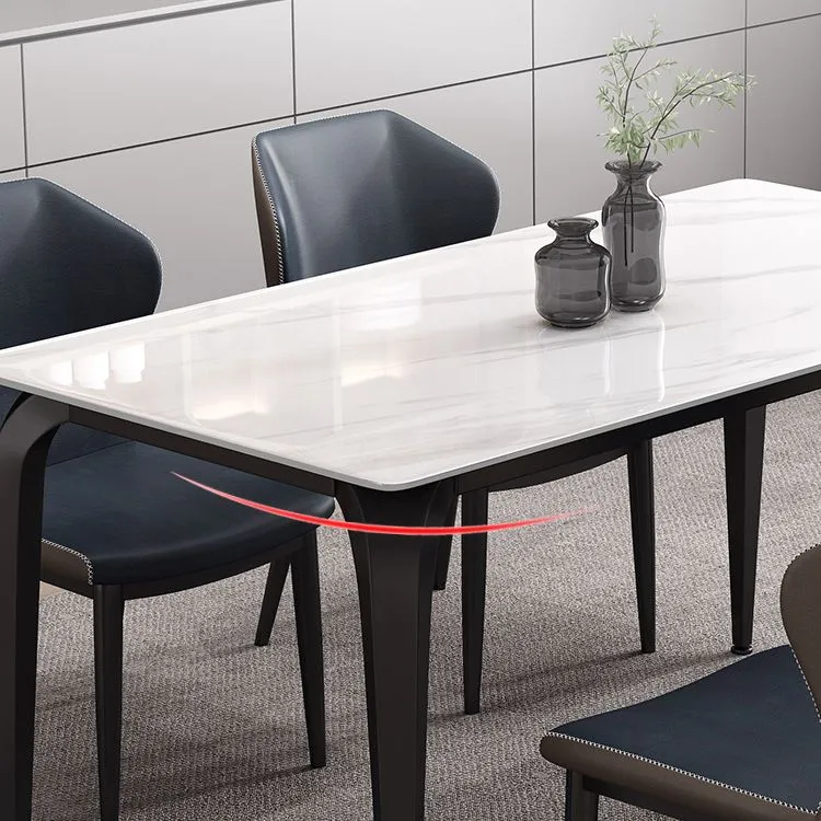 Tavolo industriale pietra sinterizzata per ristorante Tavolo da pranzo rettangolare con 4 gambe Clearhalo