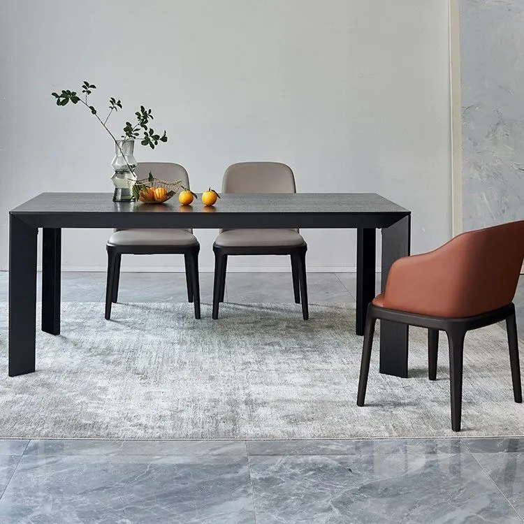 Tavolo industriale rettangolare 4 gambe Tavolo fisso di colore nero legno massello di pino Clearhalo