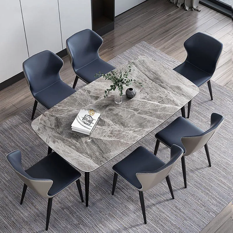 Tavolo industriale rettangolare pietra Tavolo da pranzo ad altezza standard con 4 gambe Clearhalo