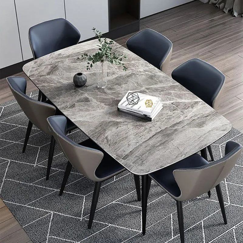 Tavolo industriale rettangolare pietra Tavolo da pranzo ad altezza standard con 4 gambe Clearhalo
