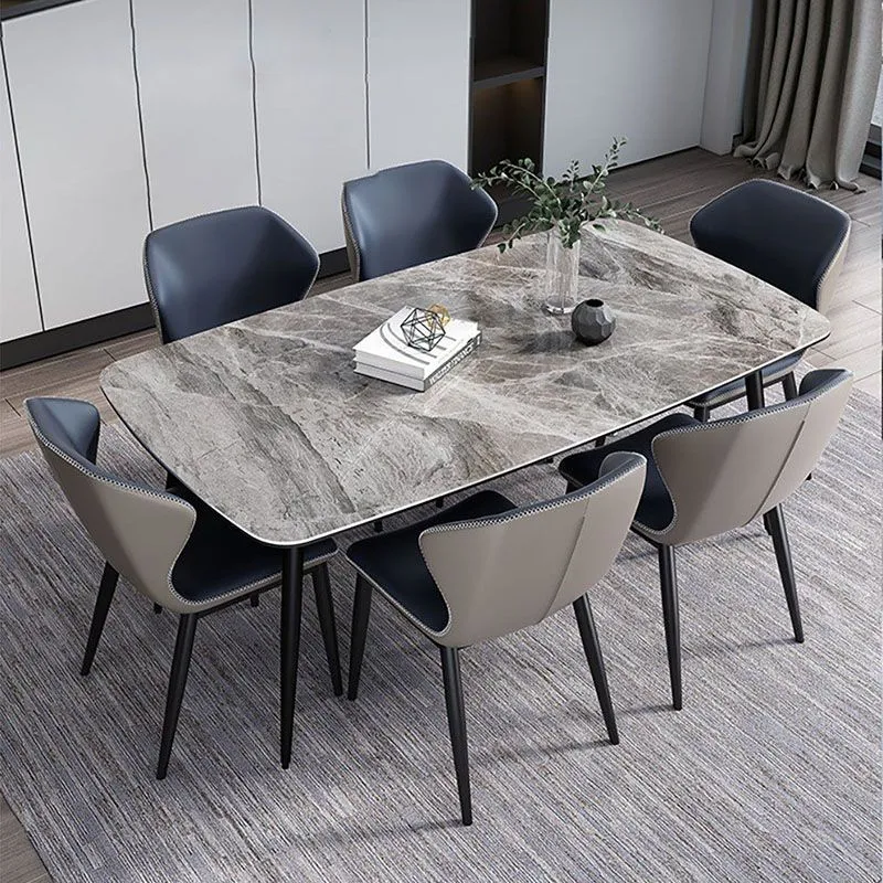 Tavolo industriale rettangolare pietra Tavolo da pranzo ad altezza standard con 4 gambe Clearhalo