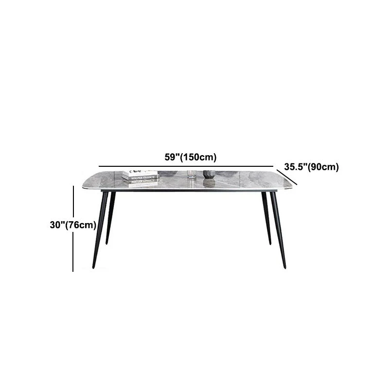 Tavolo industriale rettangolare pietra Tavolo da pranzo ad altezza standard con 4 gambe Clearhalo