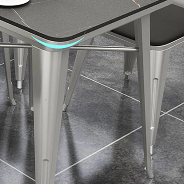 Tavolo da interno industriale metallo Tavolo con piano pietra sinterizzata per sala da pranzo Clearhalo