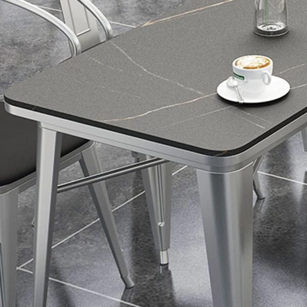 Tavolo da interno industriale metallo Tavolo con piano pietra sinterizzata per sala da pranzo Clearhalo