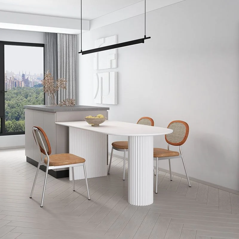 Tavolo da Interno per Ristorante di Forma Irregolare Tavolo Moderno ad Isola con Doppio Piedistallo Clearhalo