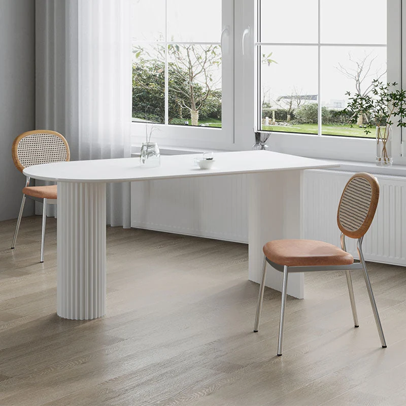 Tavolo da Interno per Ristorante di Forma Irregolare Tavolo Moderno ad Isola con Doppio Piedistallo Clearhalo