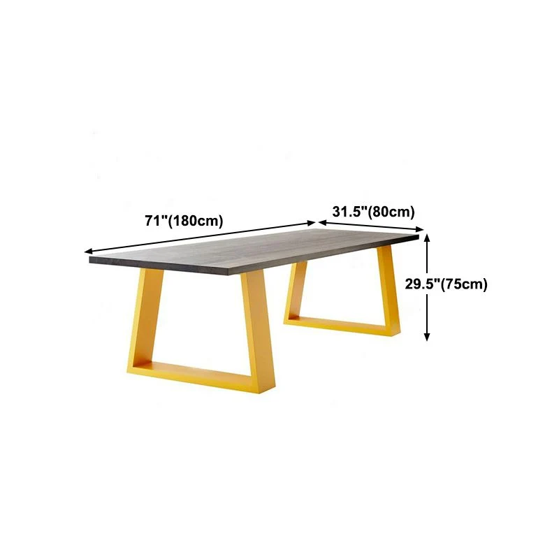 Tavolo da interno rettangolare industriale metallo Tavolo con piano legno di pino con base slitta Clearhalo