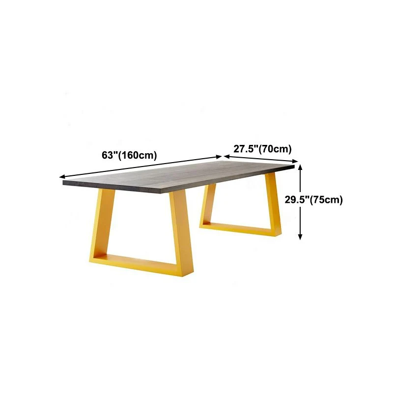 Tavolo da interno rettangolare industriale metallo Tavolo con piano legno di pino con base slitta Clearhalo