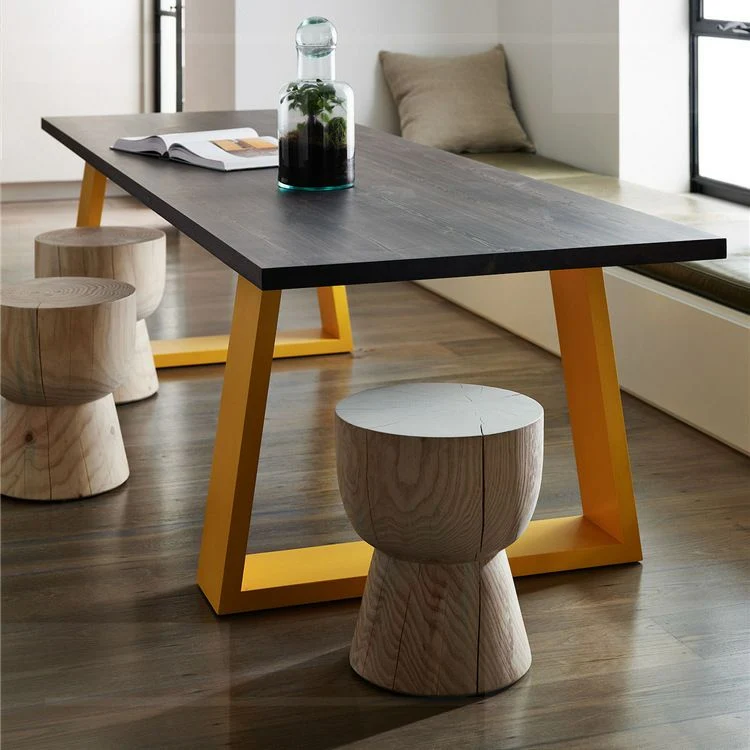 Tavolo da interno rettangolare industriale metallo Tavolo con piano legno di pino con base slitta Clearhalo