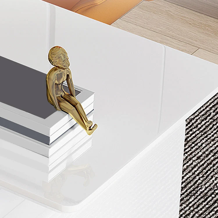 Tavolo da lavoro moderno vetro per ufficio, scrivania rettangolare con cassetti Clearhalo