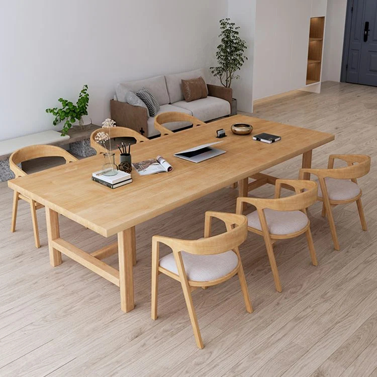 Tavolo da lavoro rettangolare per interni, scrivania da riunione moderna legno massello Clearhalo