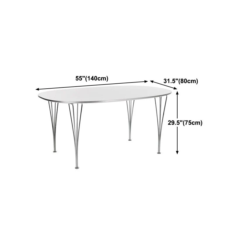 Tavolo legno massello bianco Tavolo da pranzo ovale moderno con 4 gambe Clearhalo