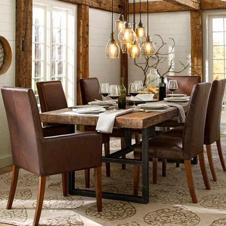 Tavolo legno Tavolo da pranzo rettangolare per famiglie stile medievale moderno Clearhalo