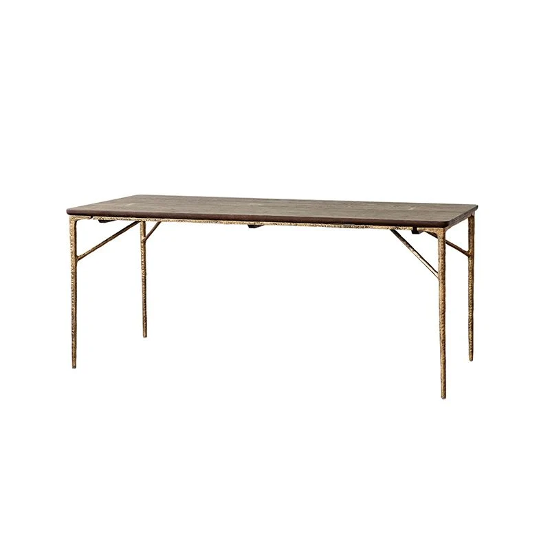 Tavolo di lusso legno di quercia per ristorante Tavolo da pranzo rettangolare con 4 gambe metallo Clearhalo