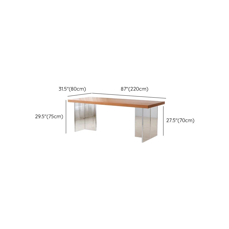 Tavolo medievale moderno legno massello Tavolo rettangolare con doppio piedistallo Clearhalo