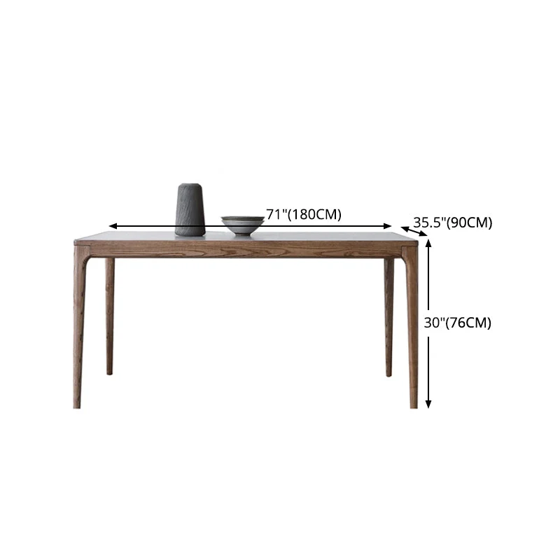 Tavolo medievale moderno pietra sinterizzata Tavolo rettangolare con base legno e 4 gambe Clearhalo