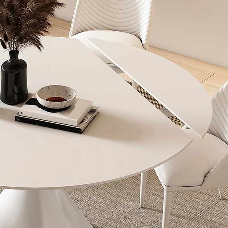 Tavolo metallo e ardesia Tavolo da pranzo rotondo bianco per la casa stile moderno Clearhalo