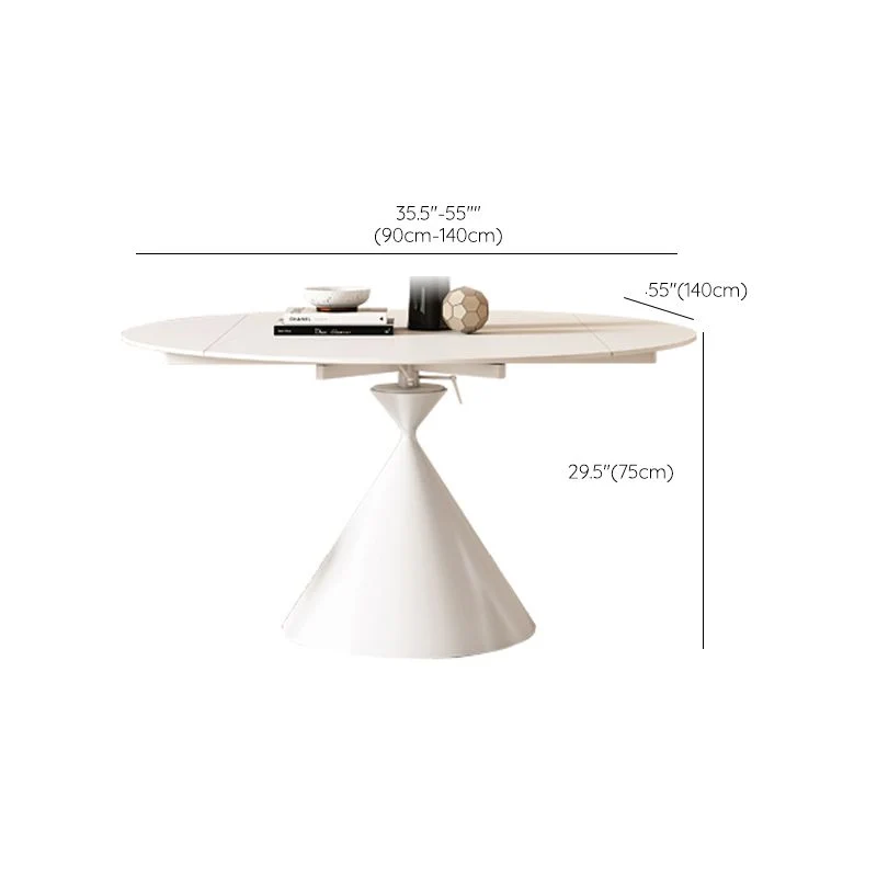 Tavolo metallo e ardesia Tavolo da pranzo rotondo bianco per la casa stile moderno Clearhalo
