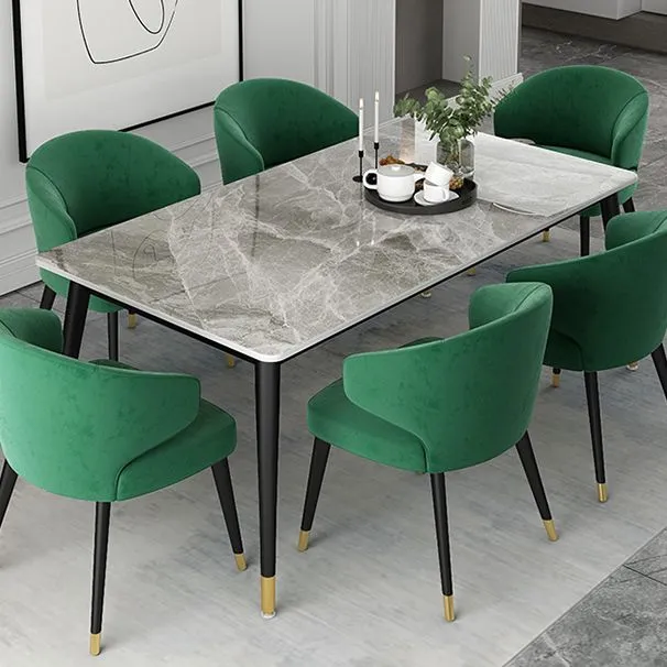 Tavolo metallo e pietra Tavolo da pranzo rettangolare semplice per famiglie stile glam Clearhalo