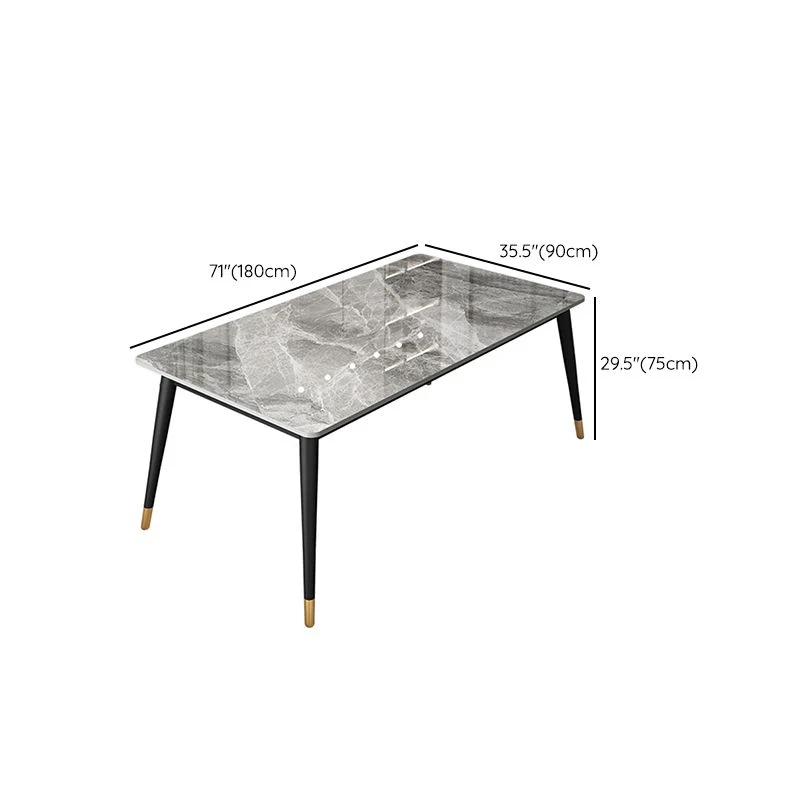 Tavolo metallo e pietra Tavolo da pranzo rettangolare semplice per famiglie stile glam Clearhalo
