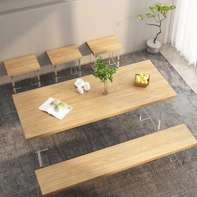 Tavolo minimalista legno massello per ristorante Tavolo rettangolare con base acrilico Clearhalo