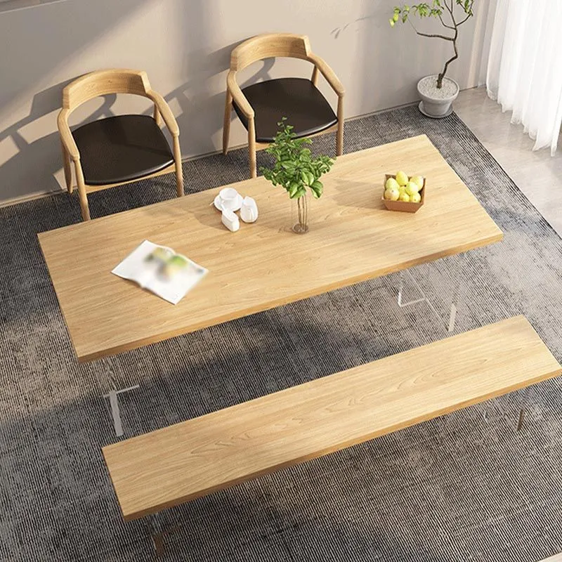 Tavolo minimalista legno massello per ristorante Tavolo rettangolare con base acrilico Clearhalo
