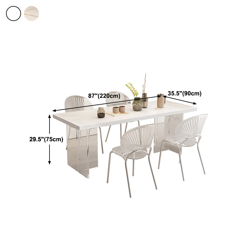 Tavolo moderno bianco per ristorante Tavolo rettangolare con base acrilico Clearhalo