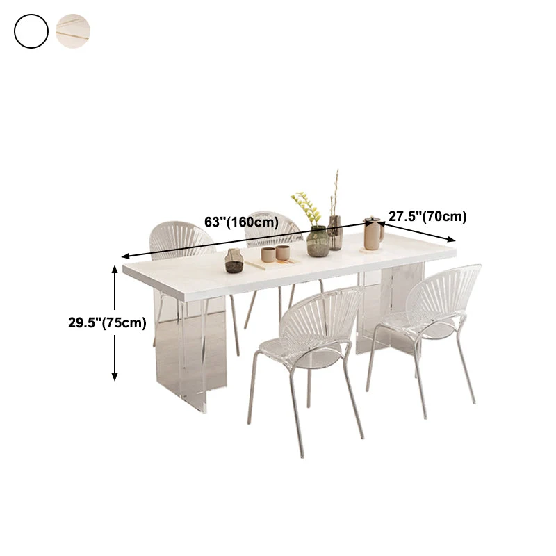 Tavolo moderno bianco per ristorante Tavolo rettangolare con base acrilico Clearhalo