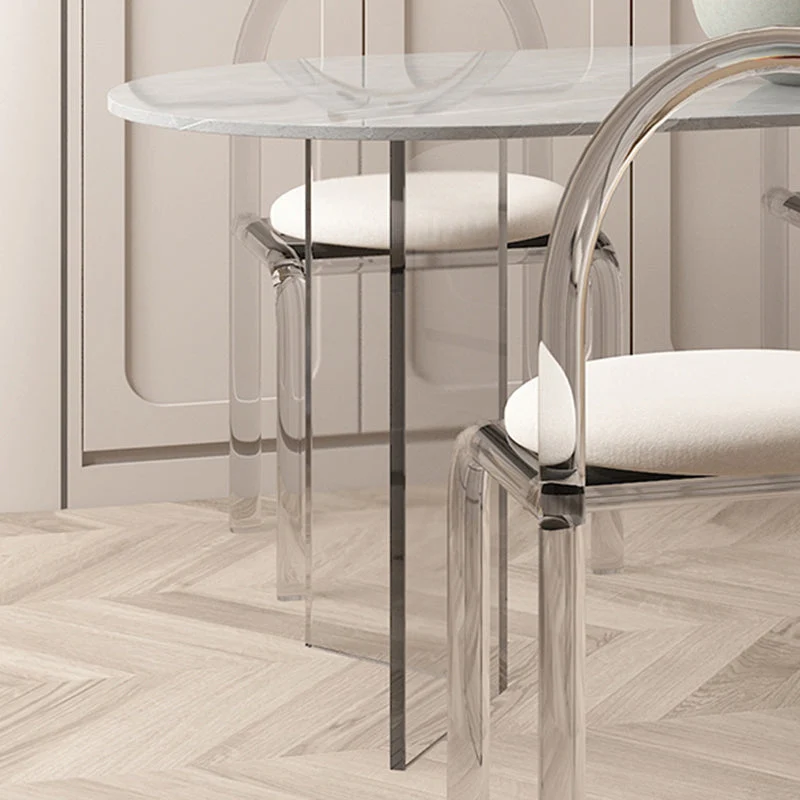 Tavolo Moderno dalla Forma Irregolare Tavolo Pietra Sinterizzata con Doppio Piedistallo Clearhalo