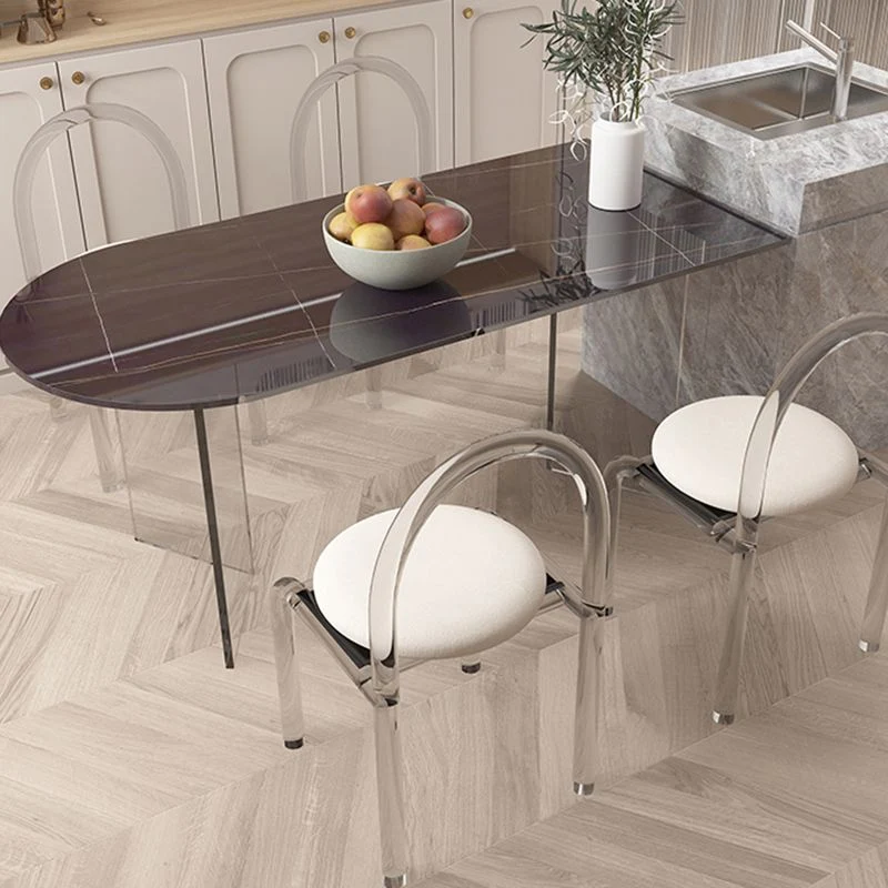 Tavolo Moderno dalla Forma Irregolare Tavolo Pietra Sinterizzata con Doppio Piedistallo Clearhalo