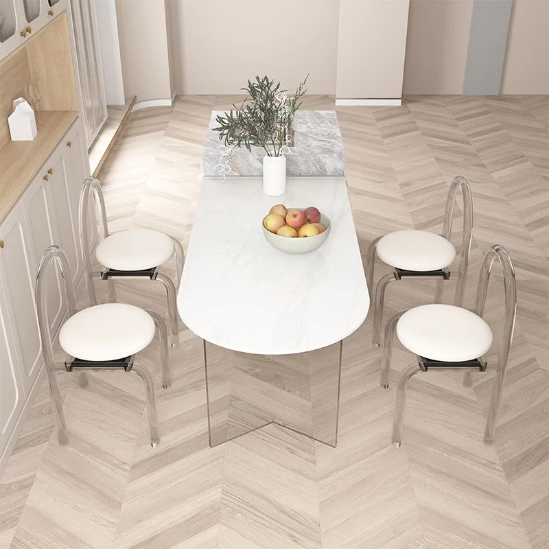 Tavolo Moderno dalla Forma Irregolare Tavolo Pietra Sinterizzata con Doppio Piedistallo Clearhalo