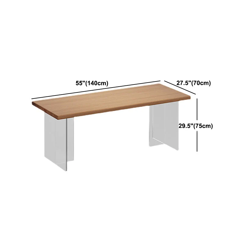 Tavolo moderno legno massello per ristorante Tavolo rettangolare con base acrilico Clearhalo