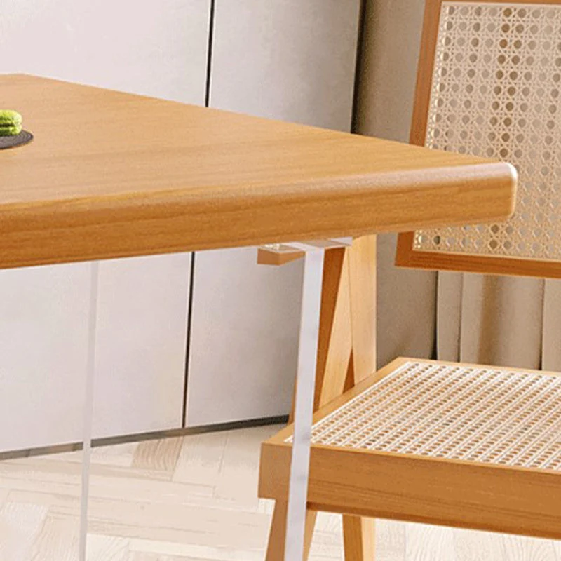 Tavolo moderno legno massello per ristorante Tavolo rettangolare con base acrilico Clearhalo