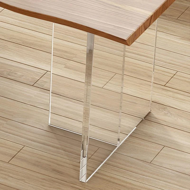 Tavolo moderno legno massello per ristorante Tavolo rettangolare con base acrilico Clearhalo