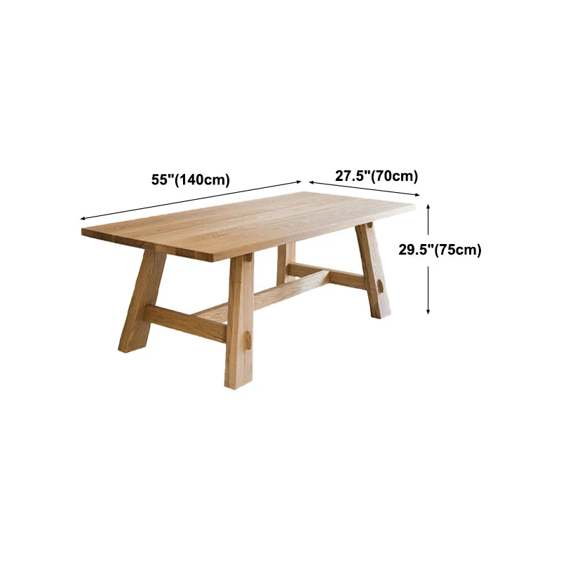 Tavolo moderno legno massello di pino naturale Tavolo moderno con base su cavalletto rettangolare Clearhalo