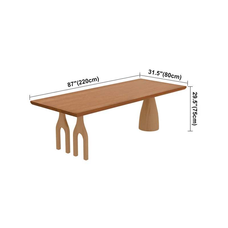 Tavolo moderno legno di pino per ristorante Tavolo da pranzo rettangolare con 3 gambe Clearhalo