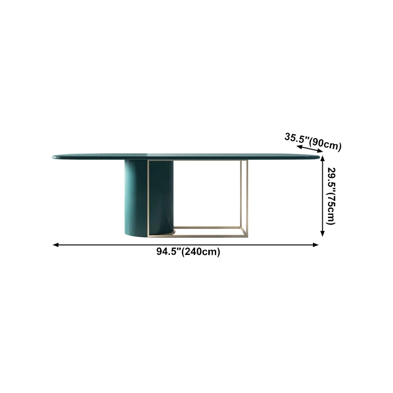 Tavolo moderno legno di pino verde per ristorante Tavolo da pranzo rettangolare con base cavalletto Clearhalo