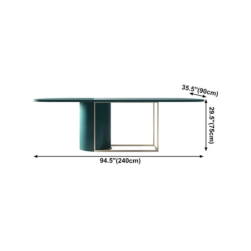 Tavolo moderno legno di pino verde per ristorante Tavolo da pranzo rettangolare con base cavalletto Clearhalo