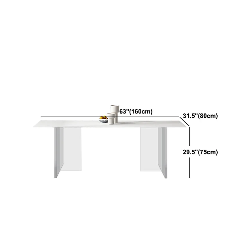 Tavolo moderno pietra e acrilico della collezione sala da pranzo rettangolare bianco Clearhalo