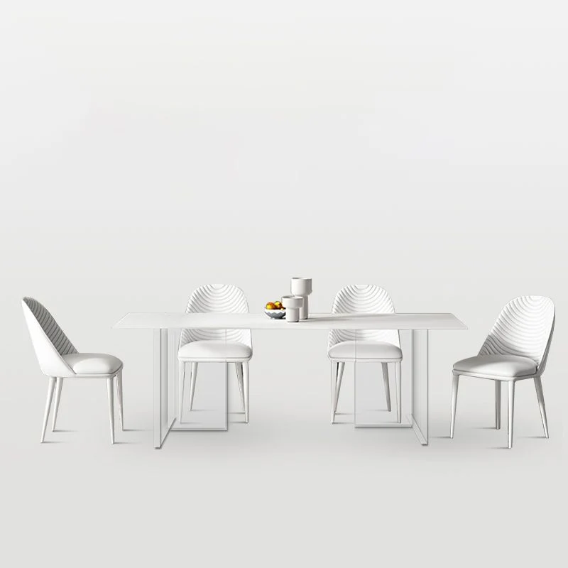 Tavolo moderno pietra e acrilico della collezione sala da pranzo rettangolare bianco Clearhalo